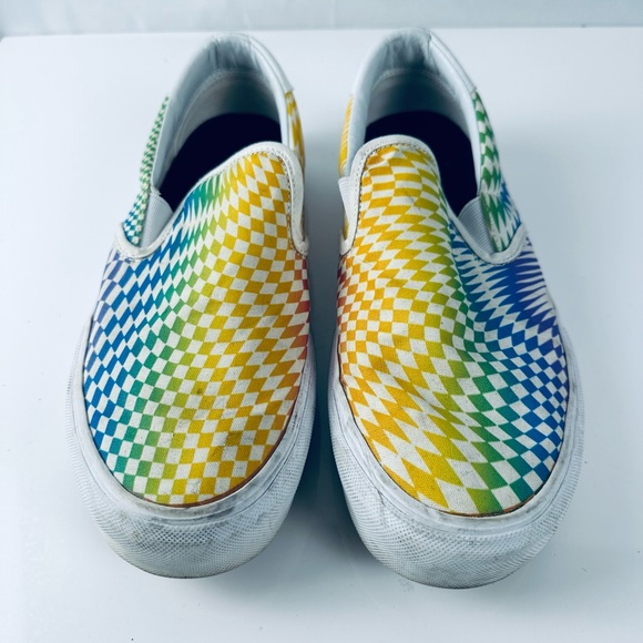 Straye Multicolor Rainbow Checkerboard Slip-on Skater Sneakers - Picture 4 of 5